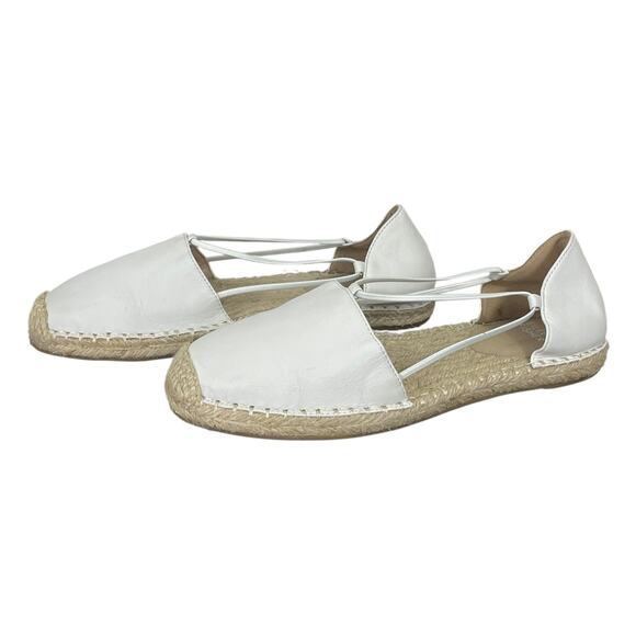 Eileen Fisher Lee Washed Leather D'orsay Espadrille Flats White Leather Size 8.5 - Picture 9 of 12